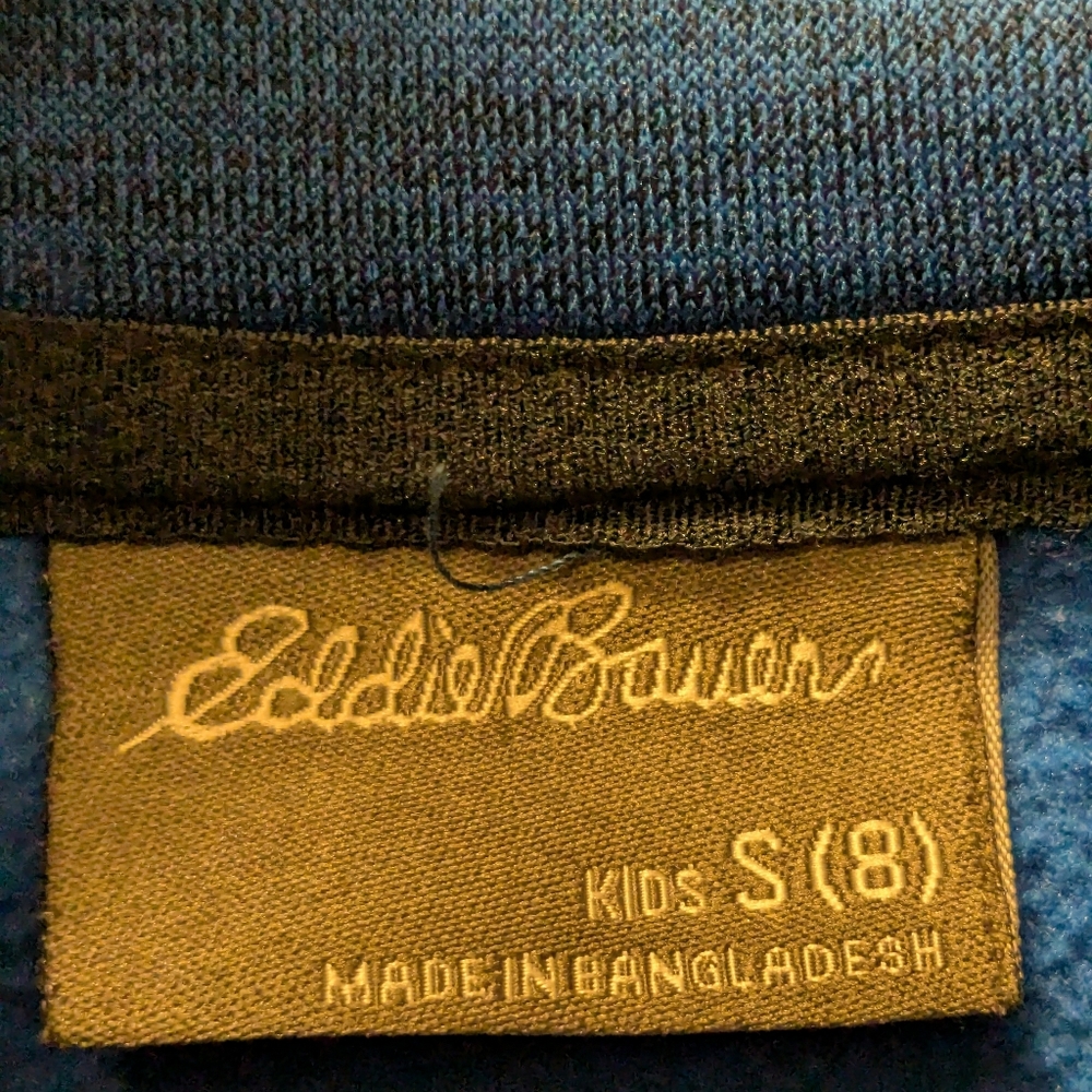 🟦 Eddie Bauer Boy's Heather Blue Zip-Up Hoodie; Size: 8 - Picture 6 of 6